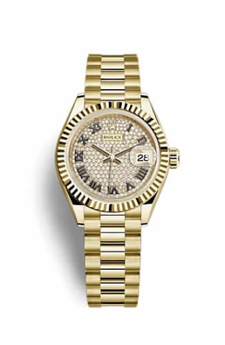 Rolex Lady-Datejust 28 Yellow Gold Fluted / President / Paved Roman 279178-0031 — фото часов Rolex Lady-Datejust 28 Yellow Gold Fluted / President / Paved Roman 279178-0031 — фото часов