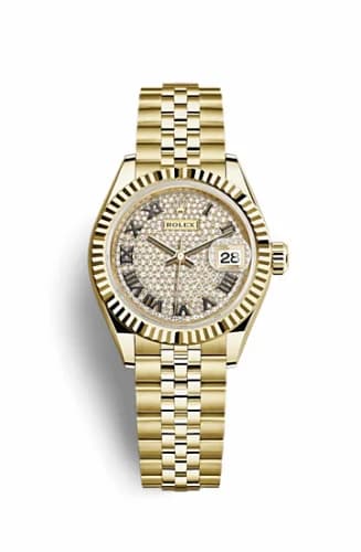 Rolex Lady-Datejust 28 Yellow Gold Fluted / Jubilee / Paved Roman 279178-0032 — фото часов Rolex Lady-Datejust 28 Yellow Gold Fluted / Jubilee / Paved Roman 279178-0032 — фото часов