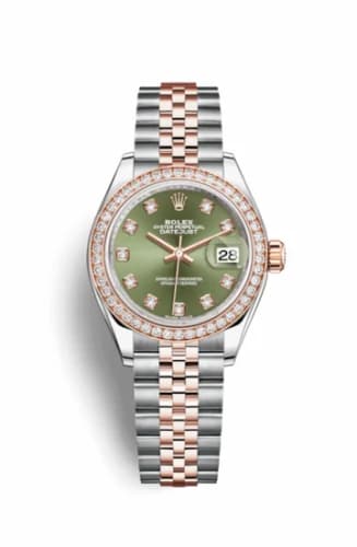 Rolex Lady-Datejust 28 Rolesor Rose Diamond / Jubilee / Olive Diamond 279381rbr-0007 — фото часов Rolex Lady-Datejust 28 Rolesor Rose Diamond / Jubilee / Olive Diamond 279381rbr-0007 — фото часов