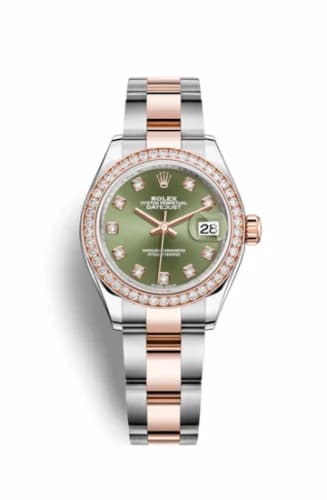 Rolex Lady-Datejust 28 Rolesor Rose Diamond / Oyster / Olive Diamond 279381rbr-0008 — фото часов Rolex Lady-Datejust 28 Rolesor Rose Diamond / Oyster / Olive Diamond 279381rbr-0008 — фото часов
