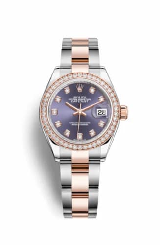 Rolex Lady-Datejust 28 Rolesor Rose Diamond / Jubilee / Aubergine Diamond 279381rbr-0016 — фото часов Rolex Lady-Datejust 28 Rolesor Rose Diamond / Jubilee / Aubergine Diamond 279381rbr-0016 — фото часов