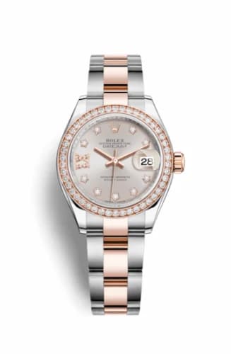Rolex Lady-Datejust 28 Rolesor Rose Diamond / Oyster / Sundust Diamond 279381rbr-0020 — фото часов Rolex Lady-Datejust 28 Rolesor Rose Diamond / Oyster / Sundust Diamond 279381rbr-0020 — фото часов