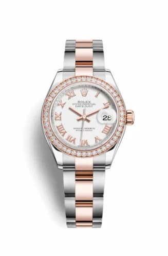 Rolex Lady-Datejust 28 Rolesor Rose Diamond / Oyster / White Roman 279381rbr-0022 — фото часов Rolex Lady-Datejust 28 Rolesor Rose Diamond / Oyster / White Roman 279381rbr-0022 — фото часов