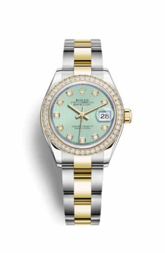 Rolex Lady-Datejust 28 Rolesor Yellow Diamond / Oyster / Mint Green Diamond 279383rbr-0014 — фото часов Rolex Lady-Datejust 28 Rolesor Yellow Diamond / Oyster / Mint Green Diamond 279383rbr-0014 — фото часов
