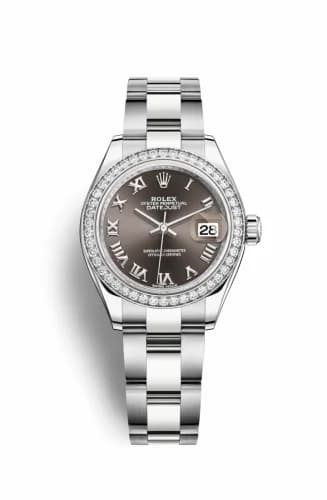 Rolex Lady-Datejust 28 Stainless Steel / Diamond / Grey - Roman / Oyster 279384rbr-0016 — фото часов Rolex Lady-Datejust 28 Stainless Steel / Diamond / Grey - Roman / Oyster 279384rbr-0016 — фото часов