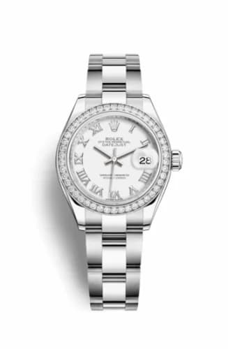 Rolex Lady-Datejust 28 Stainless Steel / Diamond / White - Roman / Oyster 279384rbr-0020 — фото часов Rolex Lady-Datejust 28 Stainless Steel / Diamond / White - Roman / Oyster 279384rbr-0020 — фото часов