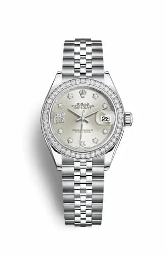 Rolex Lady-Datejust 28 Stainless Steel / Diamond / Silver - Diamond / Jubilee 279384rbr-0021 — фото часов Rolex Lady-Datejust 28 Stainless Steel / Diamond / Silver - Diamond / Jubilee 279384rbr-0021 — фото часов