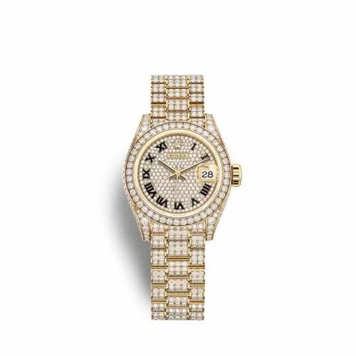 Rolex Lady-Datejust 28 Yellow Gold / Diamond / Paved - Roman / President 279458RBR-0001 — фото часов Rolex Lady-Datejust 28 Yellow Gold / Diamond / Paved - Roman / President 279458RBR-0001 — фото часов