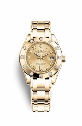 Rolex Datejust Pearlmaster 29 Yellow Gold 12 Diamond Champagne Roman 80318-0060 — фото часов Rolex Datejust Pearlmaster 29 Yellow Gold 12 Diamond Champagne Roman 80318-0060 — фото часов