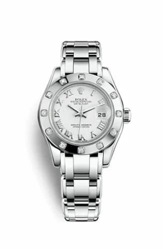 Rolex Datejust Pearlmaster 29 White Gold 12 Diamond White Roman 80319-0040 — фото часов Rolex Datejust Pearlmaster 29 White Gold 12 Diamond White Roman 80319-0040 — фото часов