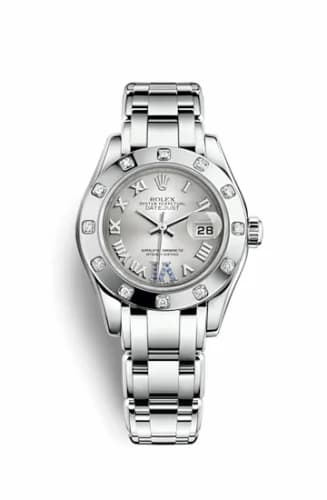 Rolex Datejust Pearlmaster 29 White Gold 12 Diamond Silver Roman 80319-0116 — фото часов Rolex Datejust Pearlmaster 29 White Gold 12 Diamond Silver Roman 80319-0116 — фото часов