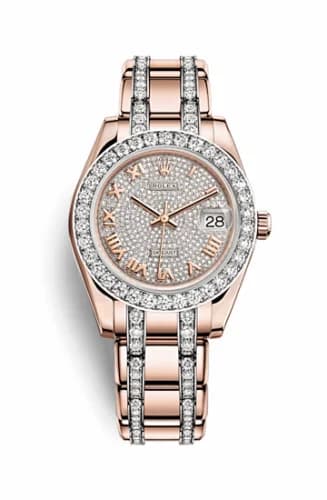 Rolex Datejust Pearlmaster 34 Everose Diamond Paved Roman 81285-0013 — фото часов Rolex Datejust Pearlmaster 34 Everose Diamond Paved Roman 81285-0013 — фото часов