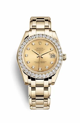 Rolex Datejust Pearlmaster 34 Yellow Gold Diamond Champagne Diamonds 81298-0005