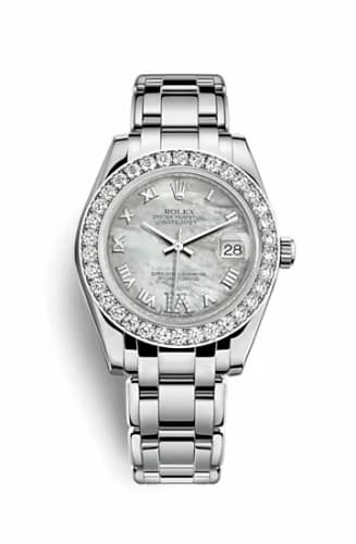 Rolex Datejust Pearlmaster 34 White Gold Diamond Mother of Pearl Roman 81299-0031