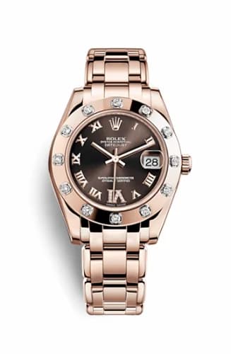 Rolex Datejust Pearlmaster 34 Everose 12 Diamond Chocolate Roman 81315-0003 — фото часов Rolex Datejust Pearlmaster 34 Everose 12 Diamond Chocolate Roman 81315-0003 — фото часов