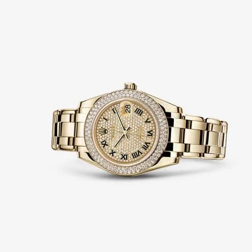 Rolex Datejust Pearlmaster 34 Yellow Gold Double Diamond Paved Roman 81338-0038 — фото часов Rolex Datejust Pearlmaster 34 Yellow Gold Double Diamond Paved Roman 81338-0038 — фото часов