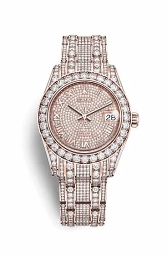Rolex Datejust Pearlmaster 34 Everose Diamond / Paved Roman 81405rbr-0001 — фото часов Rolex Datejust Pearlmaster 34 Everose Diamond / Paved Roman 81405rbr-0001 — фото часов