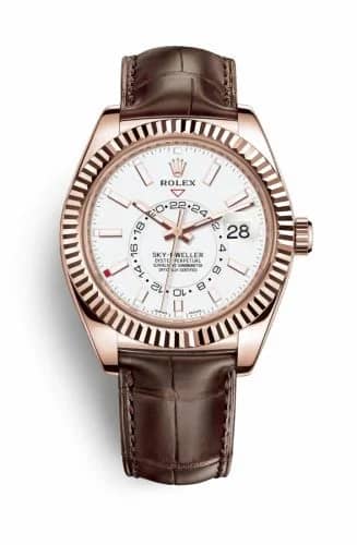 Rolex Sky-Dweller Everose / White / Alligator 326135-0006