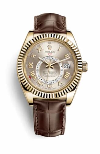 Rolex Sky-Dweller Yellow Gold / Silver Roman / Alligator 326138-0003 — фото часов Rolex Sky-Dweller Yellow Gold / Silver Roman / Alligator 326138-0003 — фото часов