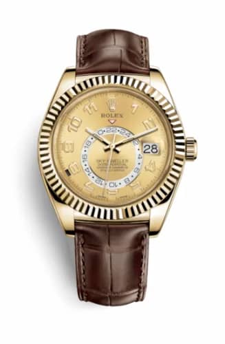 Rolex Sky-Dweller Yellow Gold / Champagne Arabic / Alligator 326138-0004