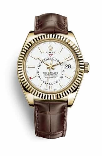 Rolex Sky-Dweller Yellow Gold / White / Alligator 326138-0010 — фото часов Rolex Sky-Dweller Yellow Gold / White / Alligator 326138-0010 — фото часов