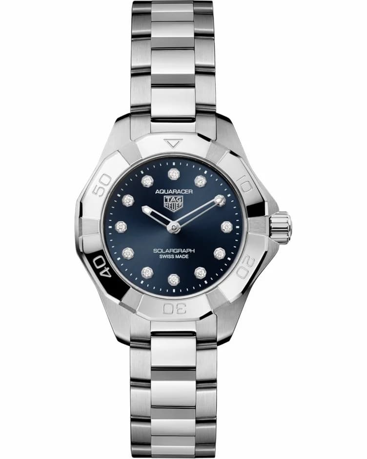 TAG Heuer Aquaracer Professional 100 Solargraph 28 Stainless Steel / Blue - Diamond WBP141E.BA0049 — фото часов TAG Heuer Aquaracer Professional 100 Solargraph 28 Stainless Steel / Blue - Diamond WBP141E.BA0049 — фото часов