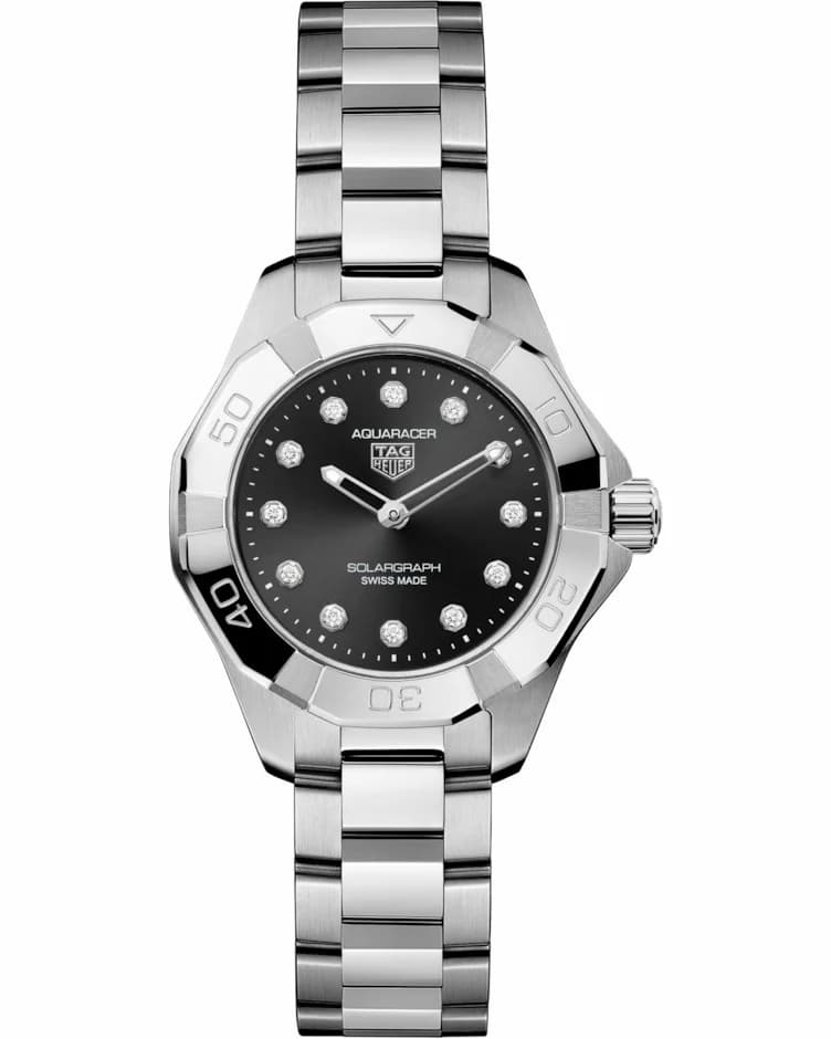 TAG Heuer Aquaracer Professional 100 Solargraph 28 Stainless Steel / Black - Diamond WBP141G.BA0049