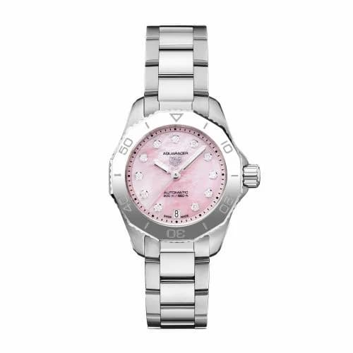 TAG Heuer Aquaracer Professional 200 Automatic 30 Stainless Steel / Pink MOP / Watches of Switzerland WBP2416.BA0622