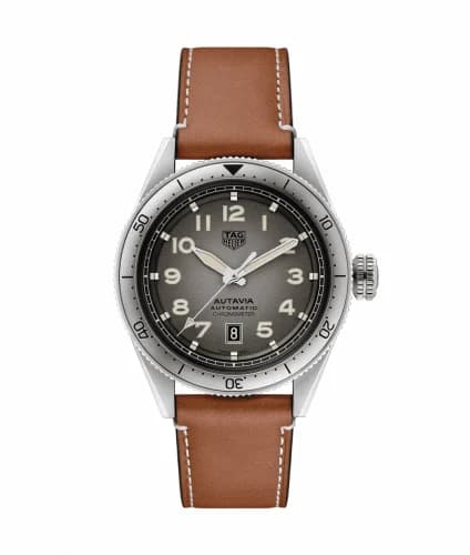 TAG Heuer Autavia Calibre 5 Stainless Steel / Grey / Leather WBE5111.FC8267-1