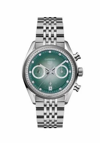 TAG Heuer Carrera Chronograph Glass Box Stainless Steel / Green - Diamond / Middle East Edition CBS221A.BA0048