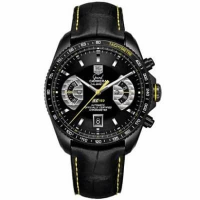 TAG Heuer Grand Carrera Calibre 17 RS150 Titanium PVD / Black - Yellow / Alligator CAV518J.FC6274