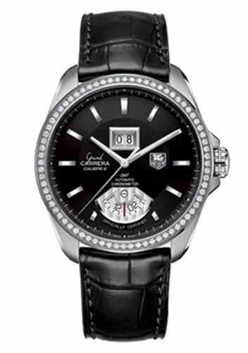 TAG Heuer Grand Carrera Calibre 8 RS Grande Date GMT Stainless Steel - Diamond / Black / Alligator WAV5115.FC6225