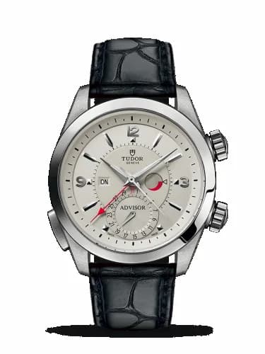 Tudor Heritage Advisor Stainless Steel / TItanium / Silver / Alligator 79620T-0011