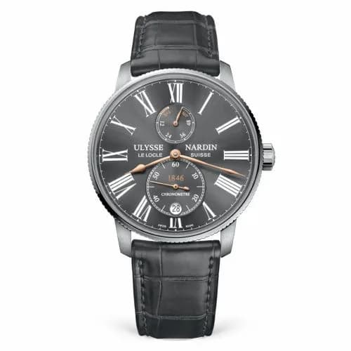 Ulysse Nardin Marine Torpilleur Stainless Steel / Grey / Alligator 1183-310/42-BQ