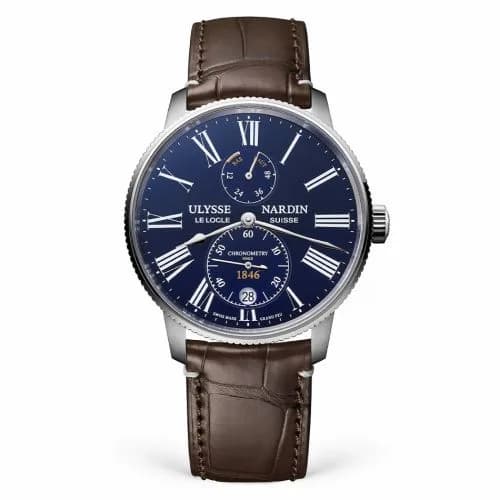 Ulysse Nardin Marine Torpilleur Stainless Steel / Blue Enamel / Alligator 1183-310LE-3AE-175/1A — фото часов Ulysse Nardin Marine Torpilleur Stainless Steel / Blue Enamel / Alligator 1183-310LE-3AE-175/1A — фото часов