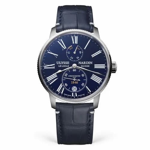 Ulysse Nardin Marine Torpilleur Stainless Steel / Blue Enamel / Alligator 1183-310LE-3AE-175/1B — фото часов Ulysse Nardin Marine Torpilleur Stainless Steel / Blue Enamel / Alligator 1183-310LE-3AE-175/1B — фото часов