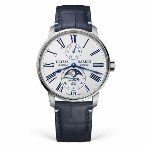 Ulysse Nardin Marine Torpilleur Moonphase Stainless Steel / White / Alligator 1193-310LE-0A-175/1A
