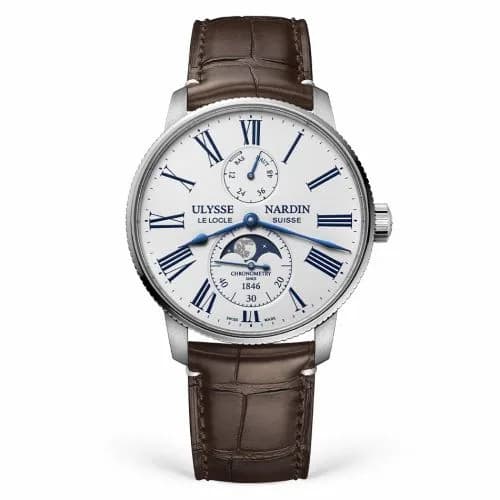 Ulysse Nardin Marine Torpilleur Moonphase Stainless Steel / White / Alligator 1193-310LE-0A-175/1B