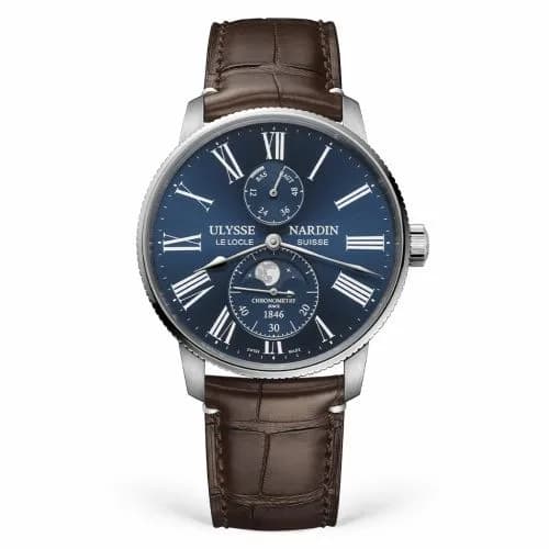 Ulysse Nardin Marine Torpilleur Moonphase Stainless Steel / Blue / Alligator 1193-310LE-3A-175/1B